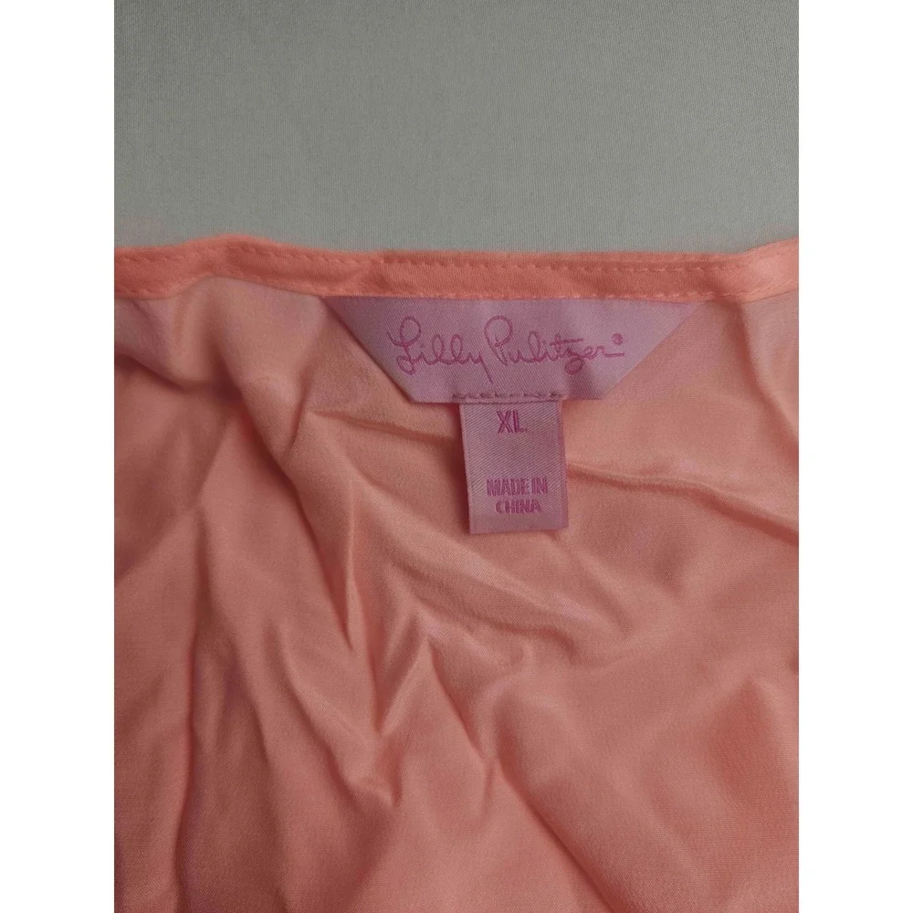 Lilly Pulitzer Tank Top Womens Size XL Pink Woven Silk Pleated Sleeveless Blouse